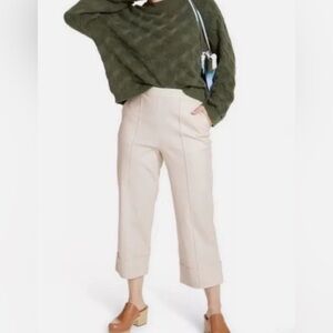 Rachel Comey By Target Wide Leg Cropped Pants High Rise Coastal Ivory Size 4